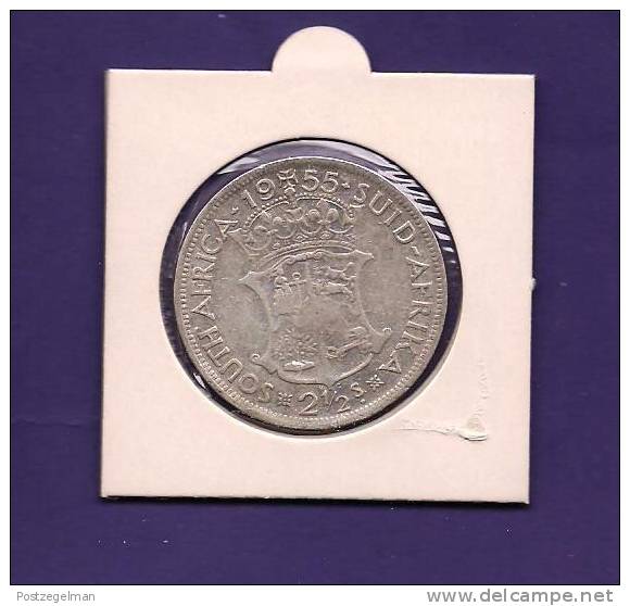 SOUTH AFRICA  1955, Circulated 0.500 Silver Coin , 14,14 Gr . 2,5 Shiling QE II Km51 - South Africa