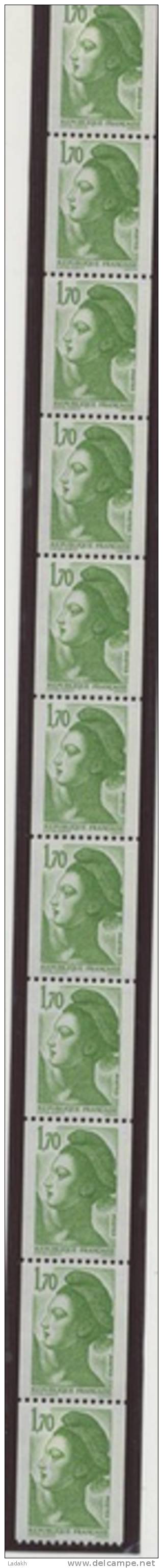 BANDE ROULETTES 11 TIMBRES ** LIBERTE  GANDON  N° 84 # 1.70 #  CHIFFRES ROUGES 010 / 020 - Roulettes