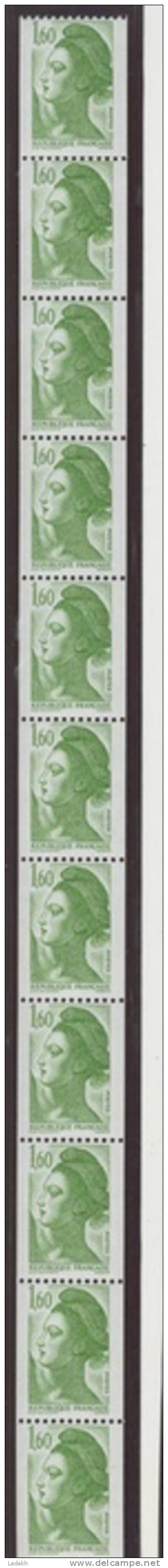 BANDE ROULETTES 11 TIMBRES ** LIBERTE  GANDON  N° 81 # 1.60 #  CHIFFRES ROUGES 470 / 480 - Coil Stamps