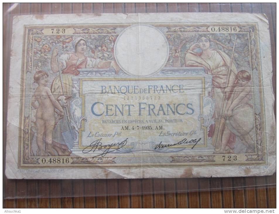 100 Francs (Luc Olivier Merson)- Type 1906 ´Grands Cartouches´(Nº24).billet De La Banque De France —> AM.4-7-1937 AM - 100 F 1908-1939 ''Luc Olivier Merson''