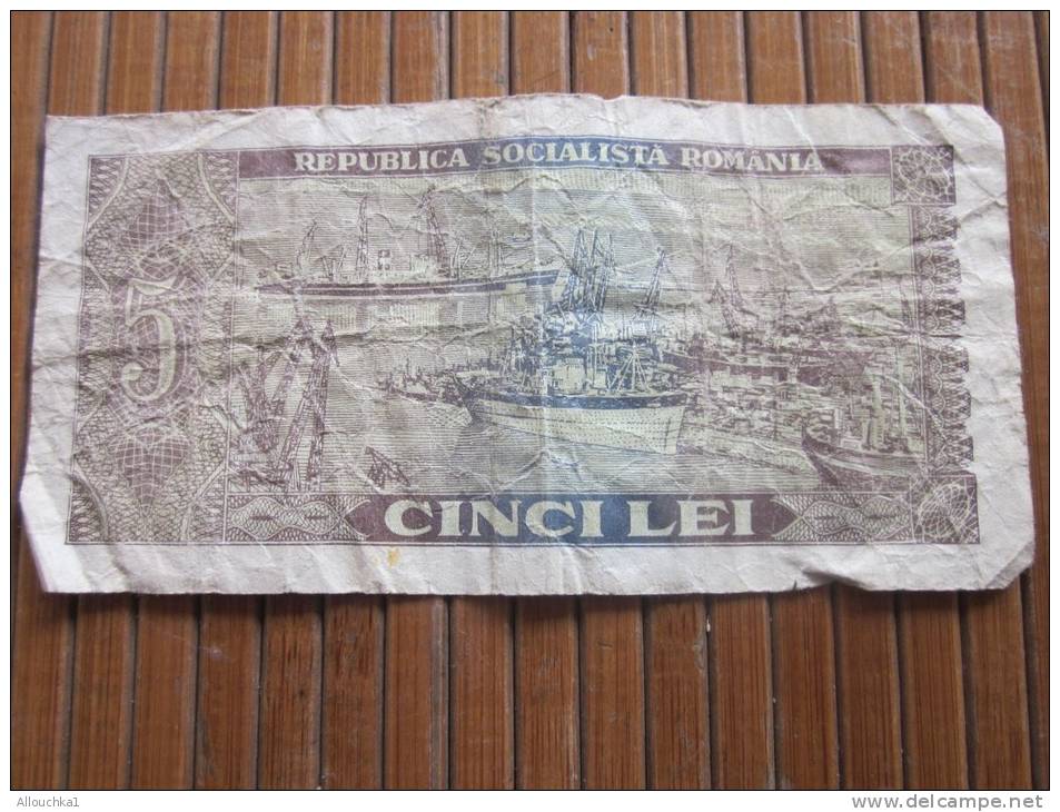 Billet De Banque De La Roumanie Romania&mdash;&gt; 5 Cinci Lei Republica Socialista Romania Port Et Bateaux De Pêche - Rumänien