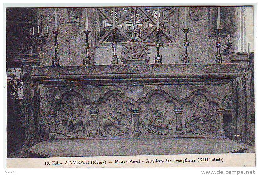 55. EGLISE D'AVIOTH . MAITRE AUTEL . ATTRIBUTS DES EVANGELISTES XIII Ieme SIECLE. Editeur IMPRIMERIE DE BALAN SEDAN - Avioth