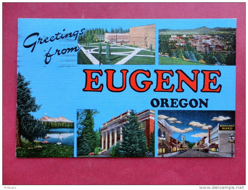 Greetings From Eugene Oregon  Linen 1950 Cancel- - -ref  781 - Eugene