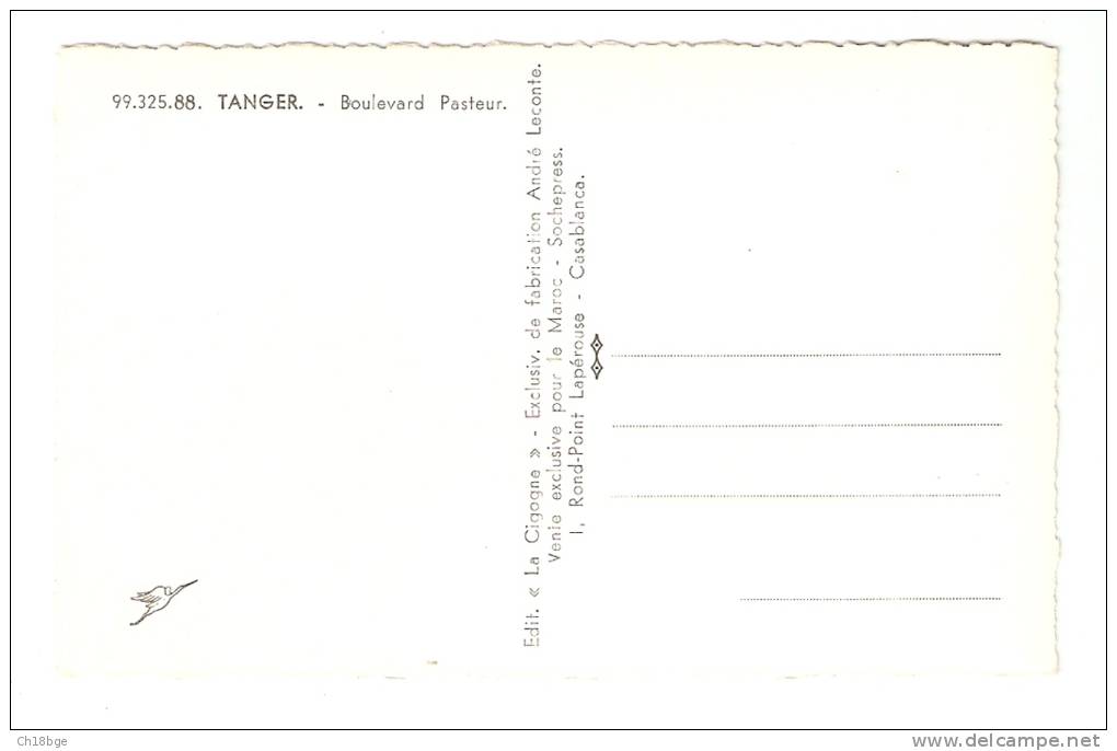 CPA : Maroc :Tanger : Boulevard Pasteur : Animation , Bâtiments , Magasins , Voitures ... - Tanger