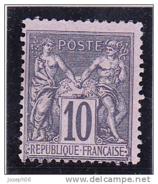 FRANCE    1877-80  Y.T. N° 89  Noir Sur Lilas  NEUF*  Sans Gomme - 1876-1898 Sage (Type II)