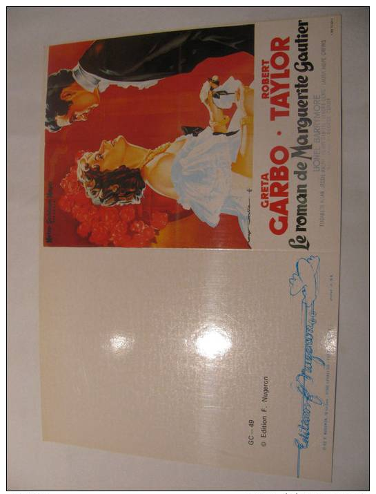 Carte Postale Double éditions Nugeron GC-49: "Le Roman De Marguerite Gautier" Avec Greta Garbo Et Robert Taylor - Affiches Sur Carte