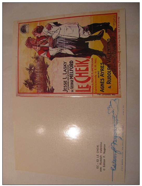 Carte Postale Double éditions Nugeron GC-53: "Le Cheik" Avec Rudolph Valentino - Affiches Sur Carte