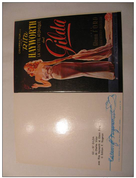 Carte Postale Double éditions Nugeron GC-57: "Gilda" Avec Rita Hayworth - Affiches Sur Carte