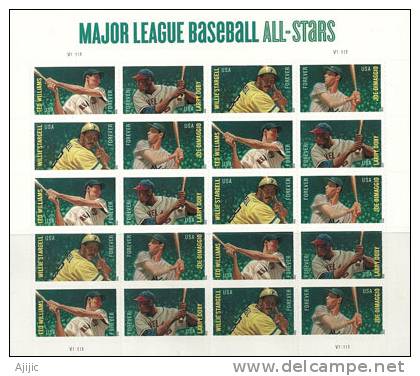 USA. Major League BaseBall ALL STARS.  Feuille Complete 20 T-p Neufs ** (Année 2012) - Feuilles Complètes