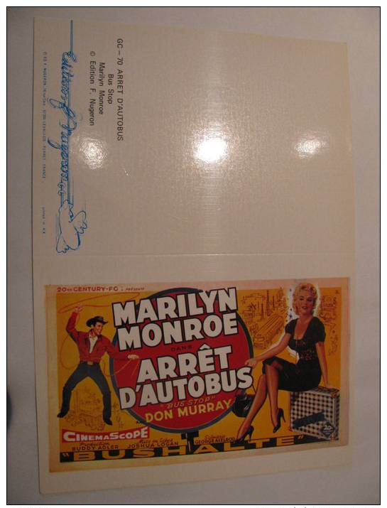 Carte Double éditions Nugeron GC-70:"Arrêt D'autobus" Avec Marilyn Monroe - Affiches Sur Carte