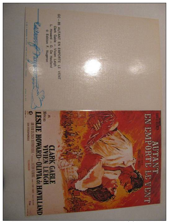 Carte Postale Double éditions Nugeron GC-85:"Autant En Emporte Le Vent" Avec Clark Gable Et Vivien Leigh - Affiches Sur Carte