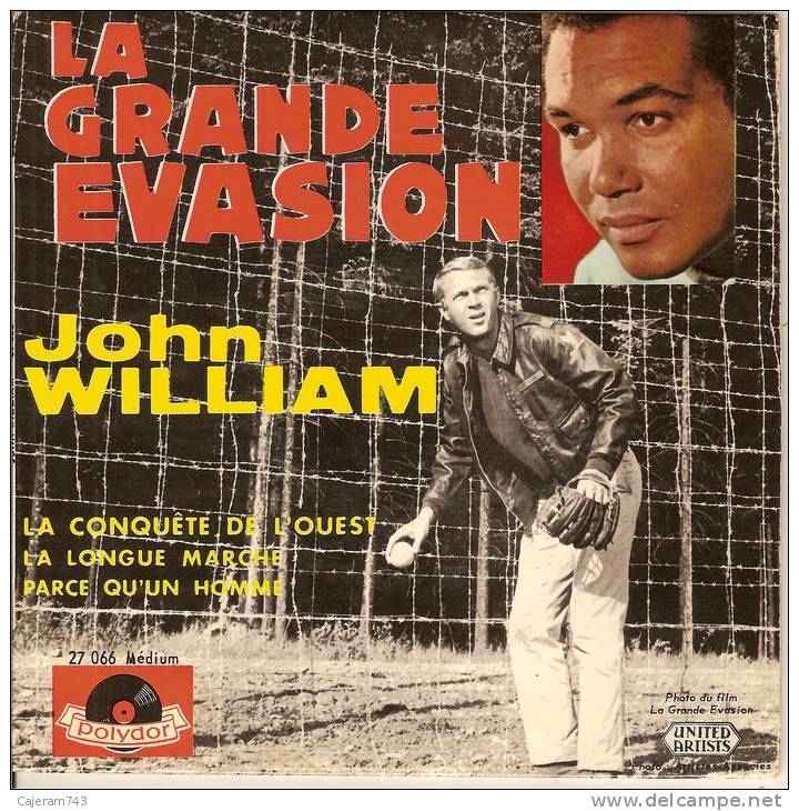 45T. John WILLIAM. LA GRANDE EVASION (Steve Mac Queen)  + 3. - Autres - Musique Française