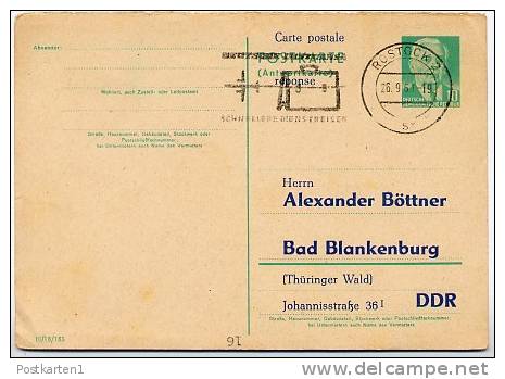 DDR P70 IA Antwort-Postkarte ZUDRUCK #2 LUFTHANSA Rostock 1961 - Privé Postkaarten - Gebruikt