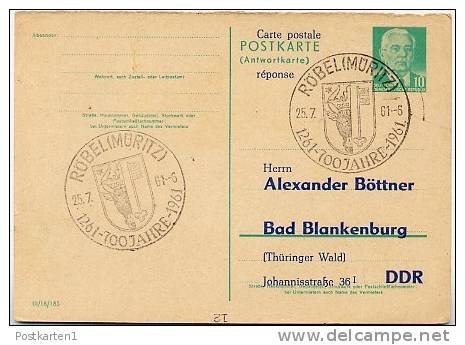 700 JAHRE RÖBEL Wappen 1961 Auf Postkarte DDR P70 IA Zudruck Böttner #2 - Covers