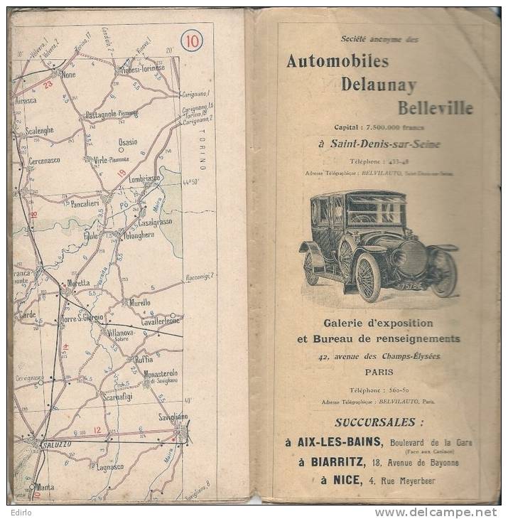 CARTE MICHELIN 1910 /1920 - Carte à 1.00 Fr - GAP CONI  - Couverture B ( Taches  Petits Plis)  Interieur TTB - Carte Stradali