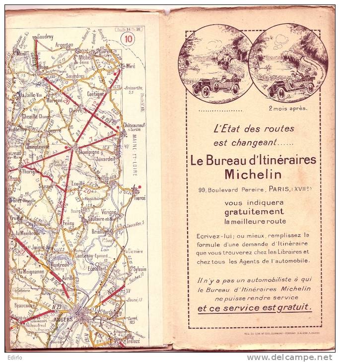 CARTE MICHELIN 1920 /1930 - Carte à 3.00 Fr Puis 4.00 - NANTES  N 18 Couverture TTB Intérieur état Neuf - Cartes Routières