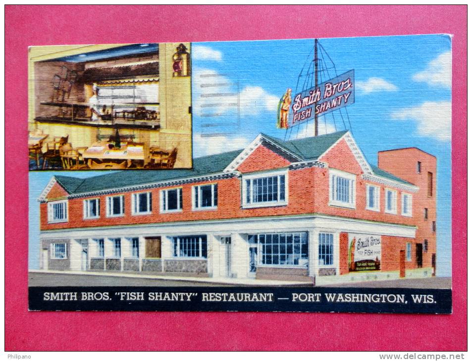 Smith Bros Fish Shanty  Port Washington WI   Linen 1956 Cancel=======ref  782 - Andere & Zonder Classificatie