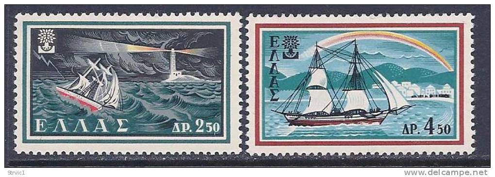 Greece, Scott # 667-8 MNH Set World Refugee Year, Ships, 1960 - Nuevos