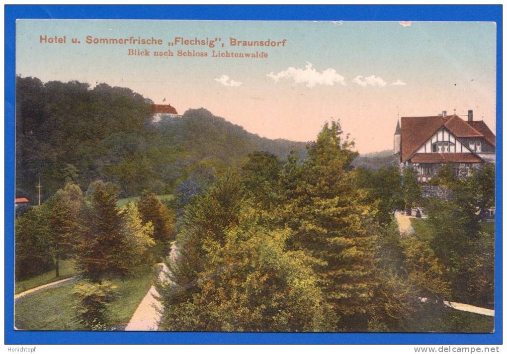 Deutschland; Niederwiesa Braunsdorf; Hotel Flechsig; Blick Nach Schloss Lichtenwalde; 1914 - Niederwiesa