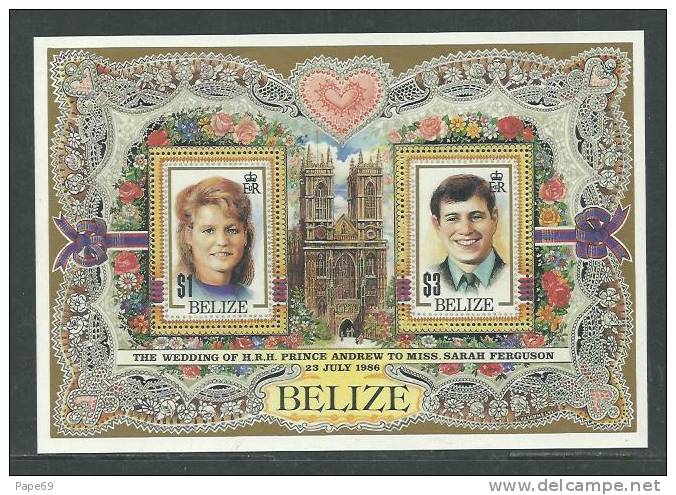 Belize BF N° 73  XX  Mariage Du Prince Andrewet De Miss Sarah Ferguson, Le  Bloc  Sans  Charnière TB - Belize (1973-...)