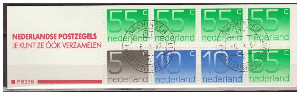 Nederland, Netherlands, 1987, Queen Juliana, Complete Booklet PB 33B, Used, Canceled - Libretti