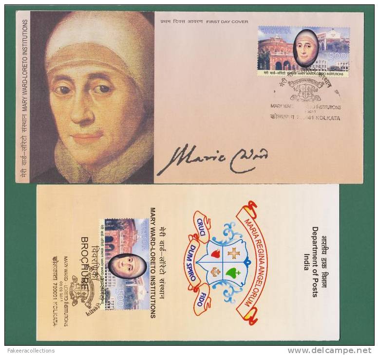 INDIA 2011 - MARY WARD LORETO INSTITUTIONS - CACHET FDC + CANCELLED BROCHURE - CHRISTIAN ROMAN CATHOLIC - AS SCAN - Storia Postale