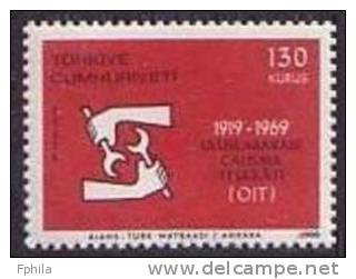 1969 TURKEY 50TH ANNIVERSARY OF INTERNATIONAL LABOR ORGANIZATION ILO MNH ** - OIT