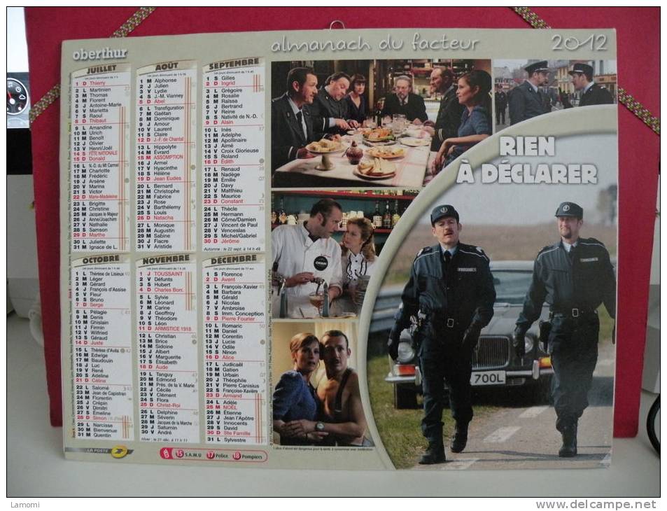 Calendrier Almanach Du Facteur - Oberthur 2012 Dany Boon / Benoît Poelvoorde ( Rein à Déclarer ) - Grand Format : 2001-...