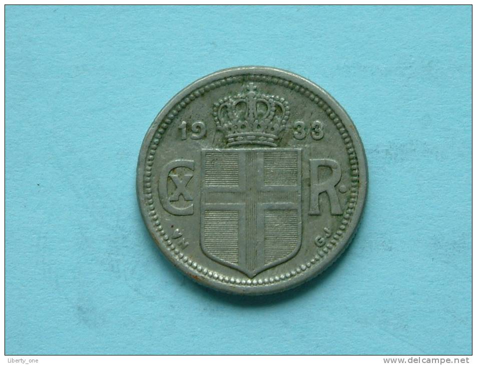 1933 N GJ - 25 AURAR / KM 2.1 ( Uncleaned Coin / For Grade, Please See Photo ) !! - Islande