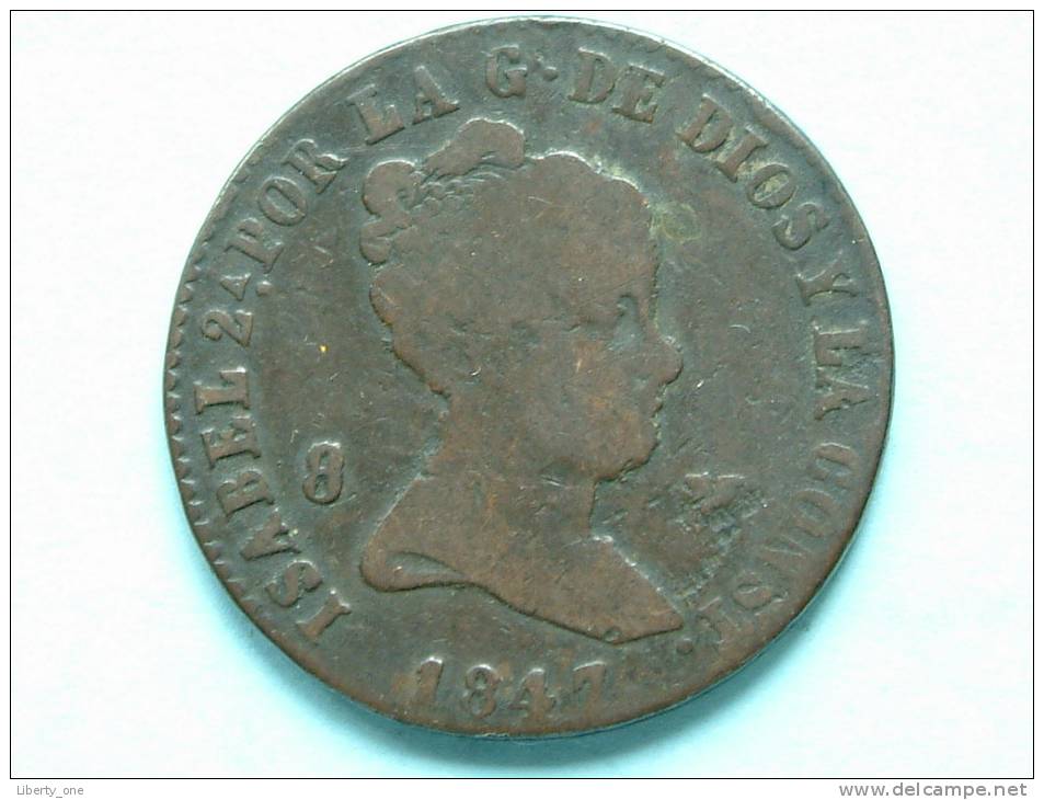 1847 JA (Jubia) - 8 MARAVEDIS / KM 531.2 ( Uncleaned Coin / For Grade, Please See Photo ) !! - Autres & Non Classés