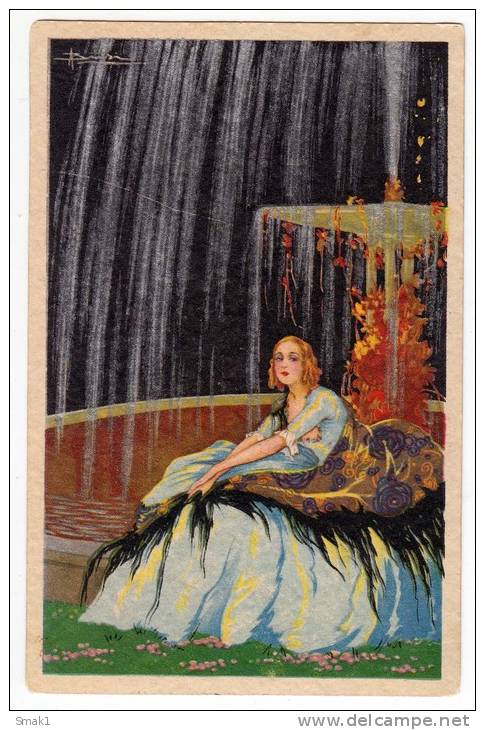 ILLUSTRATORS A. BUSI FANCY LADY BY THE WATERFALL DEGAMI Nr. 1000 OLD POSTCARD - Busi, Adolfo