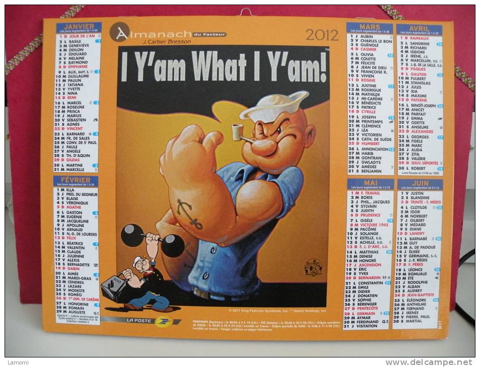 Popeye - Calendrier Almanach Du Facteur - J. Cartier Bresson 2012 - Grossformat : 2001-...