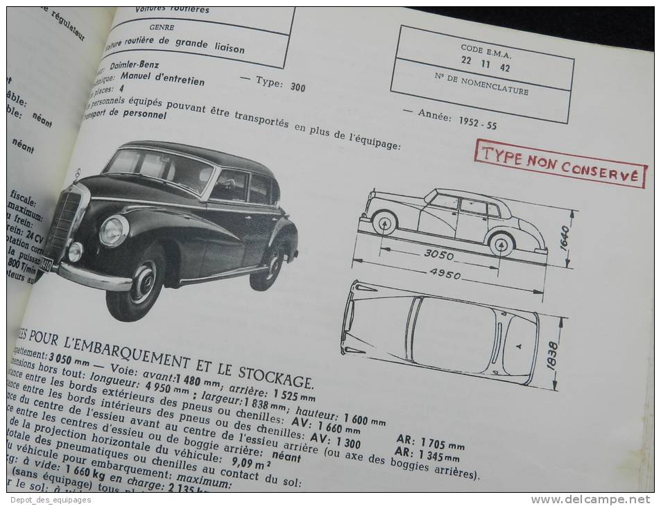 Rarissime CATALOGUE DES VEHICULES EN SERVICE DANS  L ARMEE 1958 !!!!!!!!!!!!!!!! - Vehicles