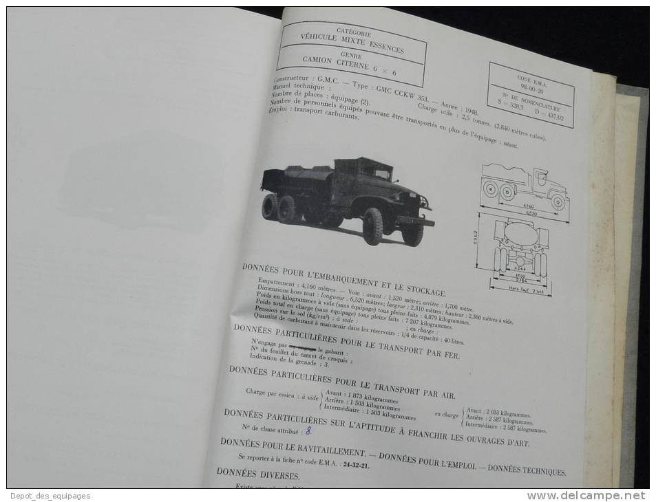 rarissime CATALOGUE DES VEHICULES EN SERVICE DANS  L ARMEE 1958 !!!!!!!!!!!!!!!!