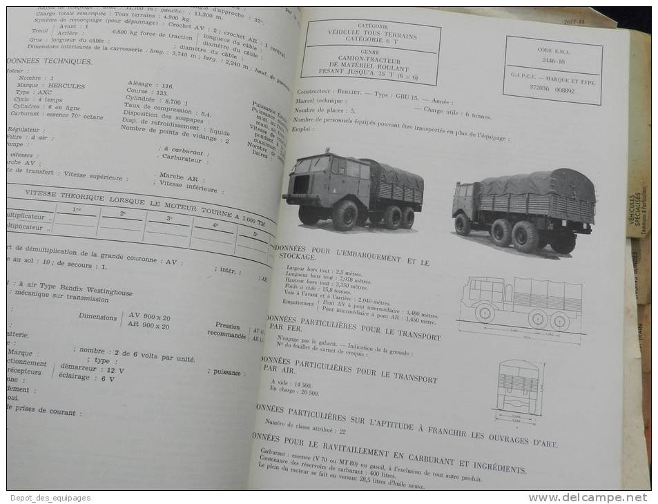 rarissime CATALOGUE DES VEHICULES EN SERVICE DANS  L ARMEE 1958 !!!!!!!!!!!!!!!!