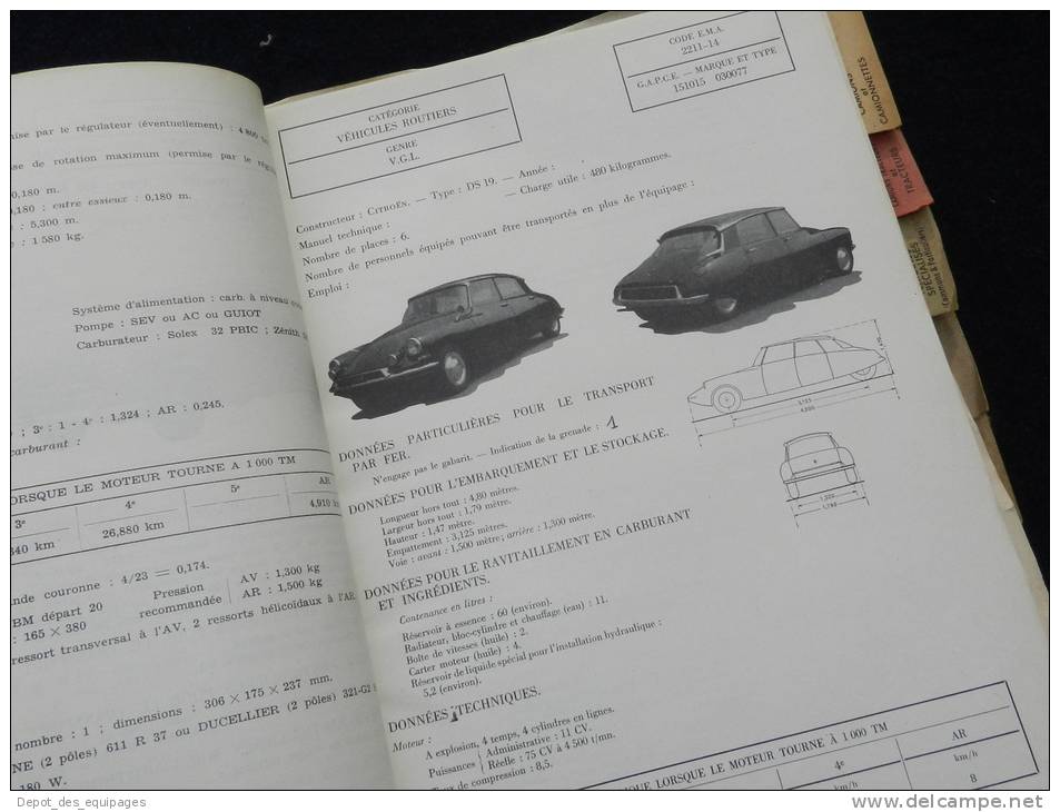 rarissime CATALOGUE DES VEHICULES EN SERVICE DANS  L ARMEE 1958 !!!!!!!!!!!!!!!!