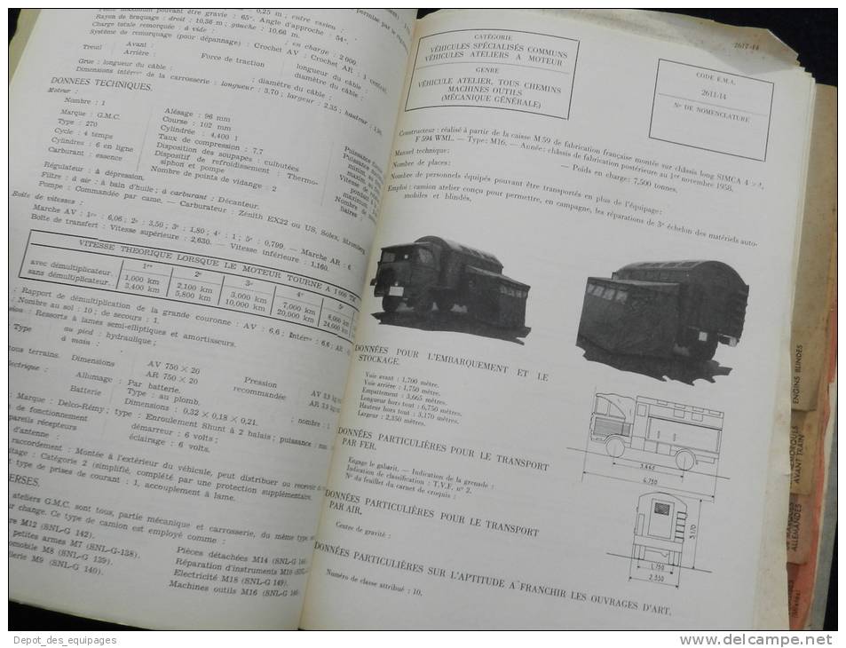 rarissime CATALOGUE DES VEHICULES EN SERVICE DANS  L ARMEE 1958 !!!!!!!!!!!!!!!!