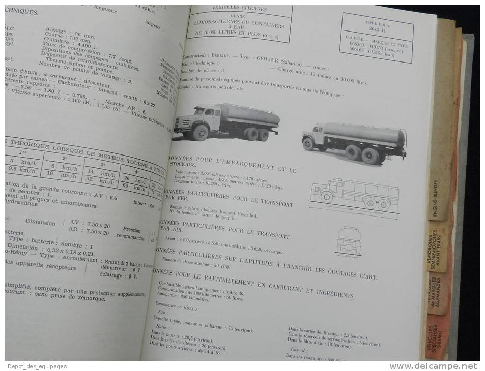 rarissime CATALOGUE DES VEHICULES EN SERVICE DANS  L ARMEE 1958 !!!!!!!!!!!!!!!!