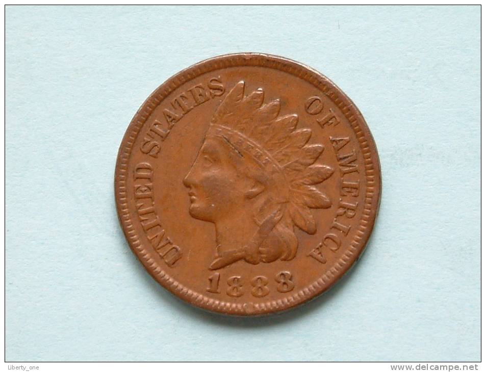 1888 - ONE CENT Indian Head / KM 90a ( Uncleaned Coin / For Grade, Please See Photo ) !! - 1859-1909: Indian Head