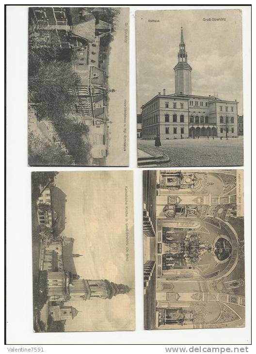PRUSSE : GROB - STREHLITZ Lot 4 Cartes - Annee 1920- 2 Cartes Ont Circulé- Bon Etat - Sonstige & Ohne Zuordnung