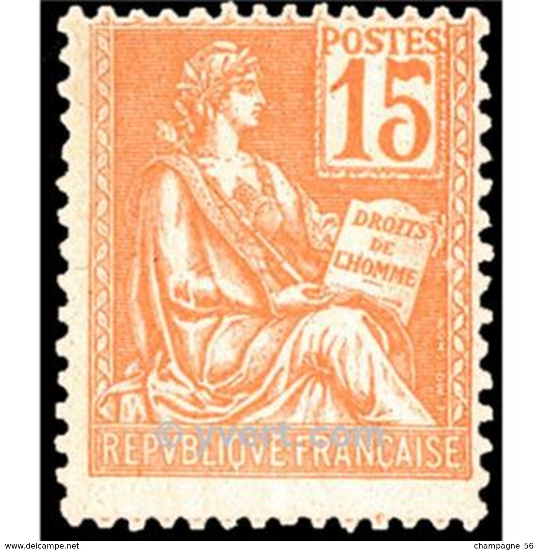 VARIÉTÉS FRANCE  1900 / 1901 N° 117 TYPE II DROITS DE L HOMME OU MOUCHON 15c OBLITÉRÉ SPINK 18.00 € - Gebraucht