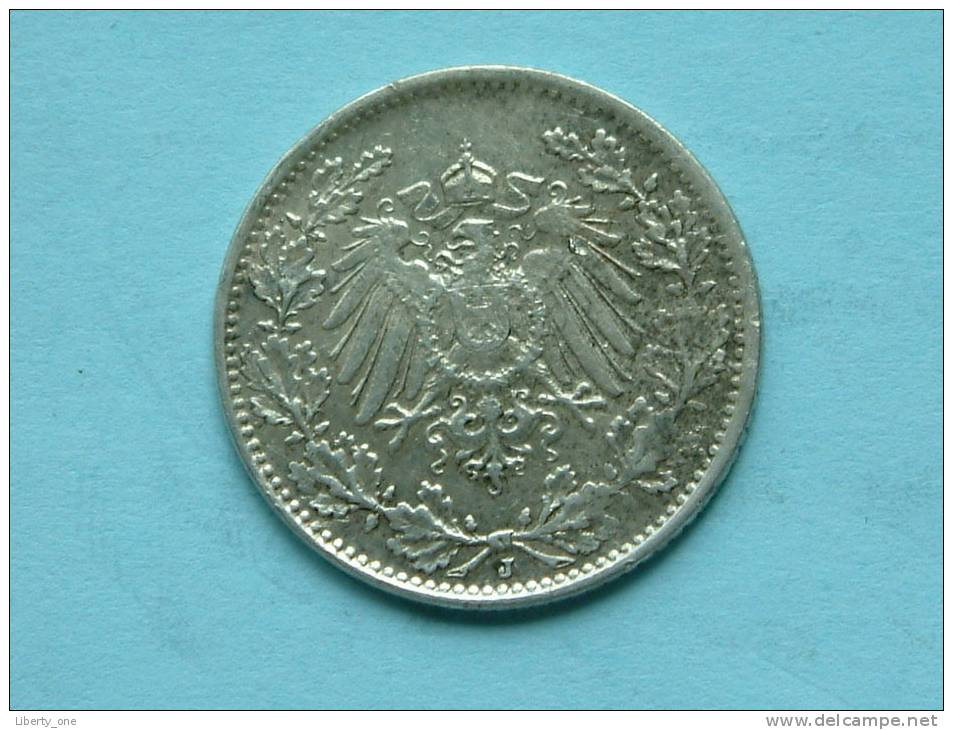 1918 J - 1/2 MARK / KM 17 ( Uncleaned Coin / For Grade, Please See Photo ) !! - 1/2 Mark