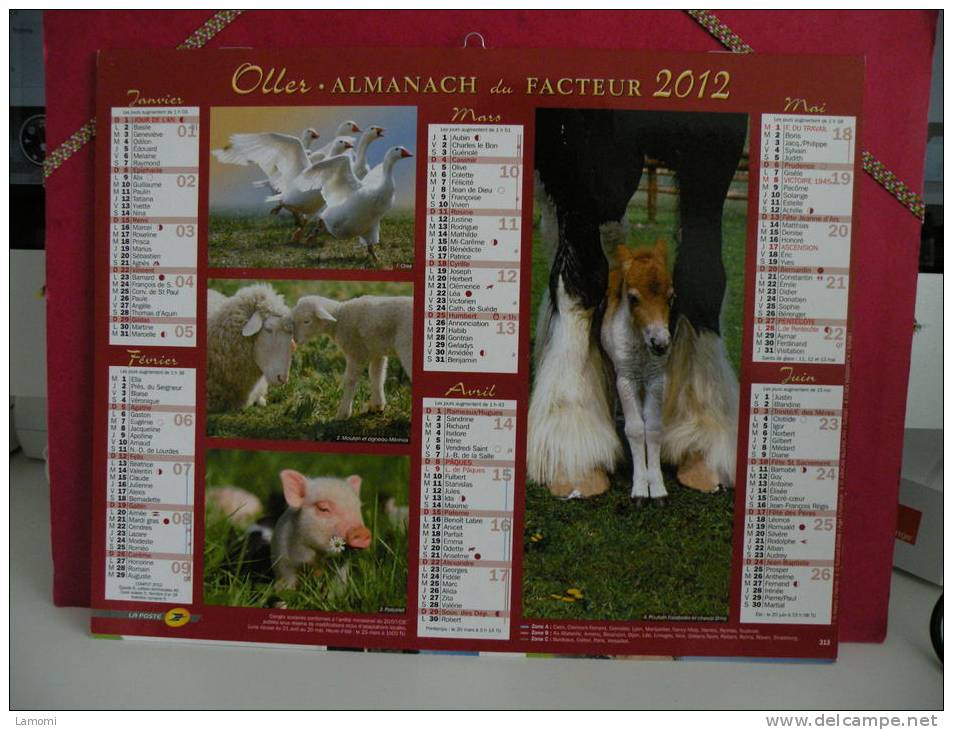 Les Animaux De La Ferme - Calendrier Almanach Du Facteur - Oller 2012 ( Tous Comme Neuf ) - Grand Format : 2001-...