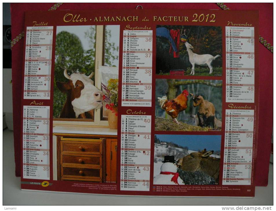 Les Animaux De La Ferme - Calendrier Almanach Du Facteur - Oller 2012 ( Tous Comme Neuf ) - Grand Format : 2001-...