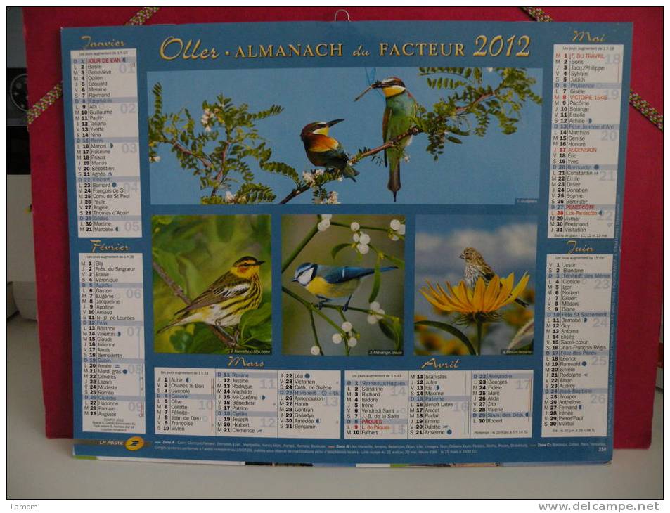 Les Oiseaux - Calendrier Almanach Du Facteur - Oller 2012 ( Tous Comme Neuf ) - Grand Format : 2001-...