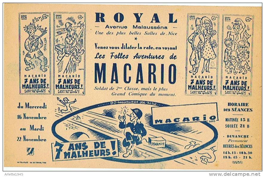 ROYAL CINEMA à NICE   MACARIO - Reclame