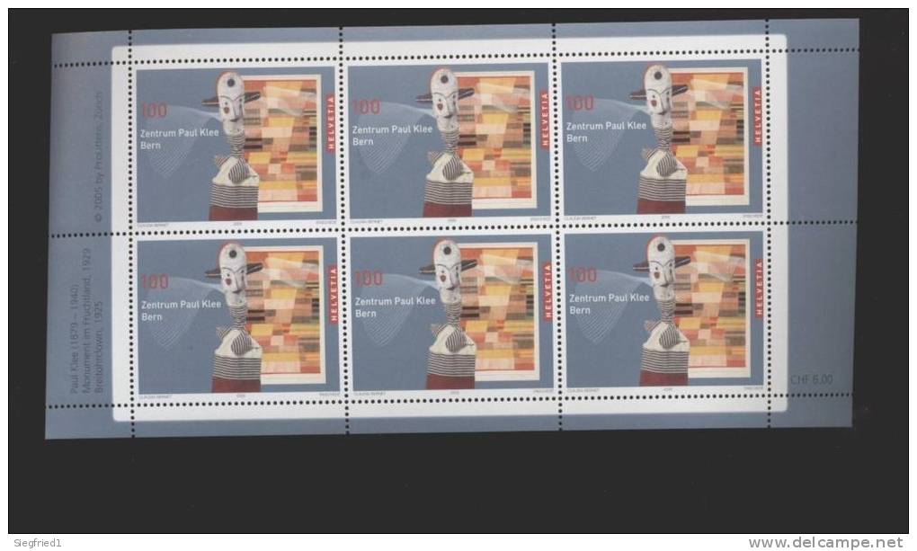 Schweiz ** 1922 Paul Klee Kleinbogen Ungefaltet - Unused Stamps