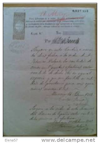 A103-ENTERO FISCAL AÑO1889 BONITO.5000 PTS  GIRO 2 PTS PAPEL SELLADO  PAPEL TIMBRADO FISCALES SPAIN REVENUE. MURCIA - Fiscales