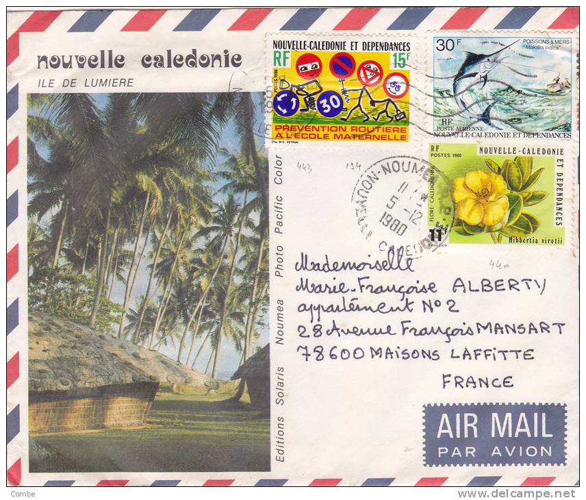 NOUVELLE-CALEDONIE, Lettre, 1980, NOUMEA Pour LA FRANCE,  Yv 436/439/PA193/3155 - Cartas & Documentos