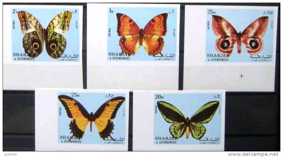 SHARJAH Papillons. (michel 1018/22B) NON DENTELE; IMPERFORATE; Neuf Sans Charniere **. MNH - Papillons